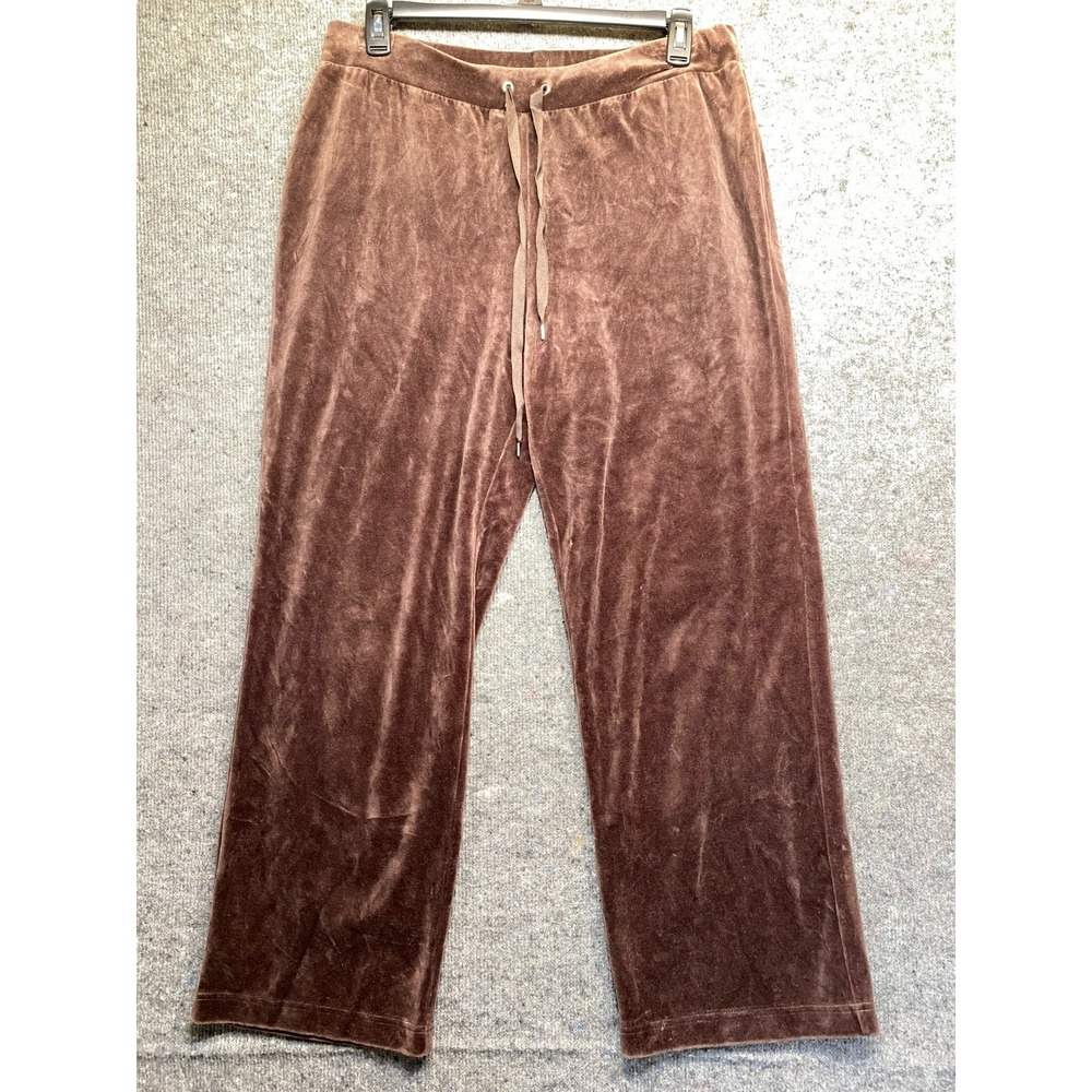 Jones New York Sport Women Brown Velour Lounge Pants Joggers Plus 1X RN54050